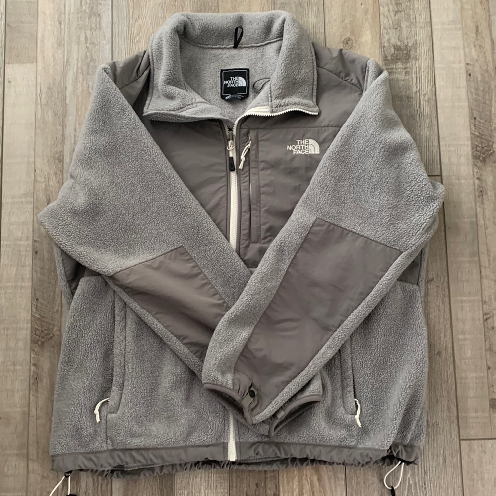 Gray north face zip up jacket